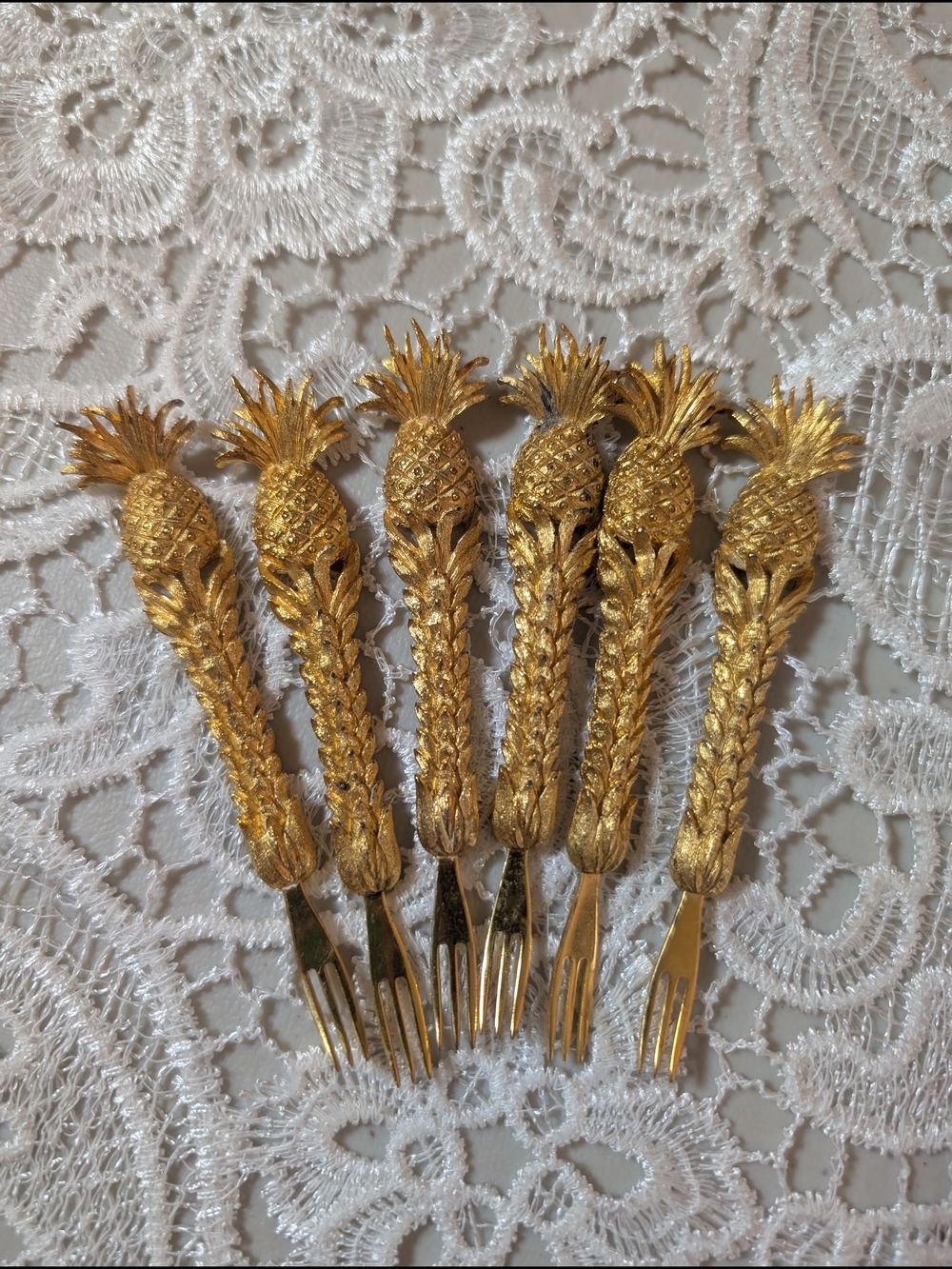 Janis Gold Pineapple Cocktail Fork Set - 6 Piece